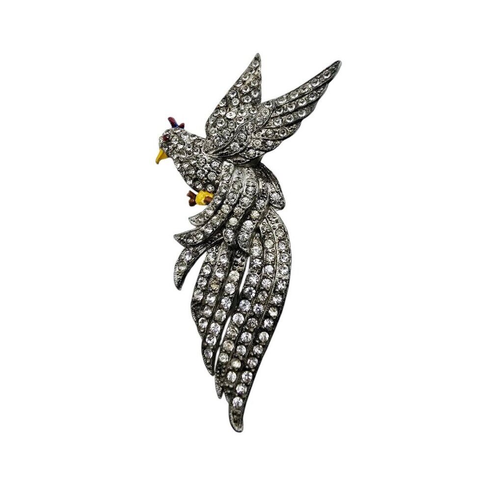 Beautiful Older Pot Metal Paste Dimensional Bird Brooch (A8591)